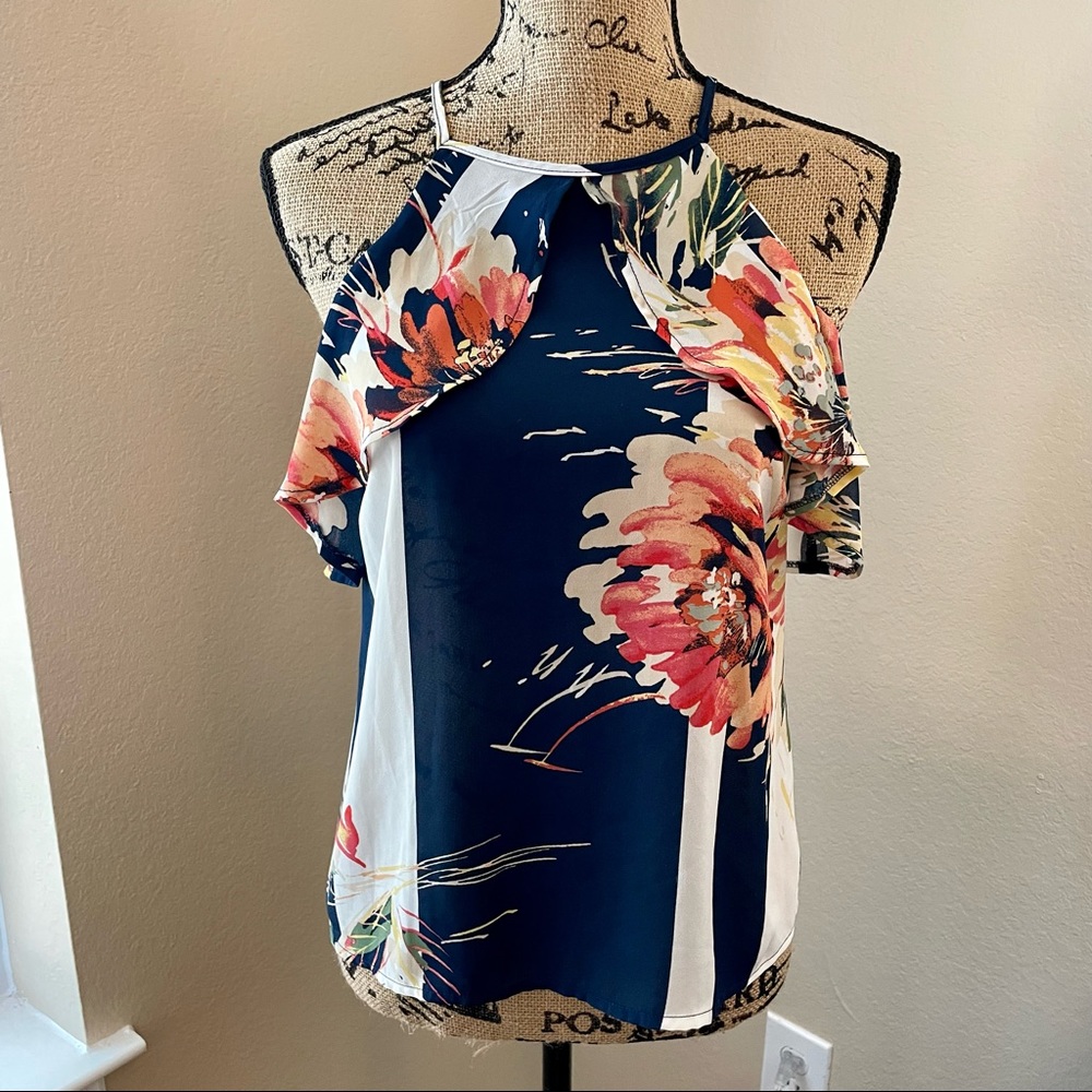 LILY ROSE : Floral Halter Top | Ruffle Detail | NWOT